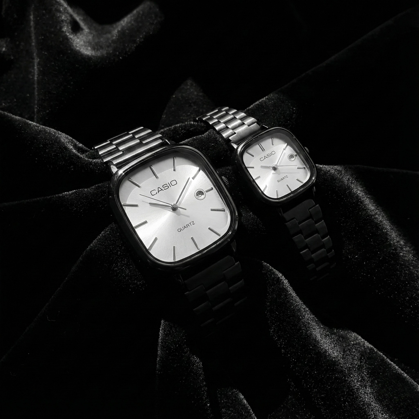 Casio Gray Vintage Watch Couple Set Deep Navy Blue Dial