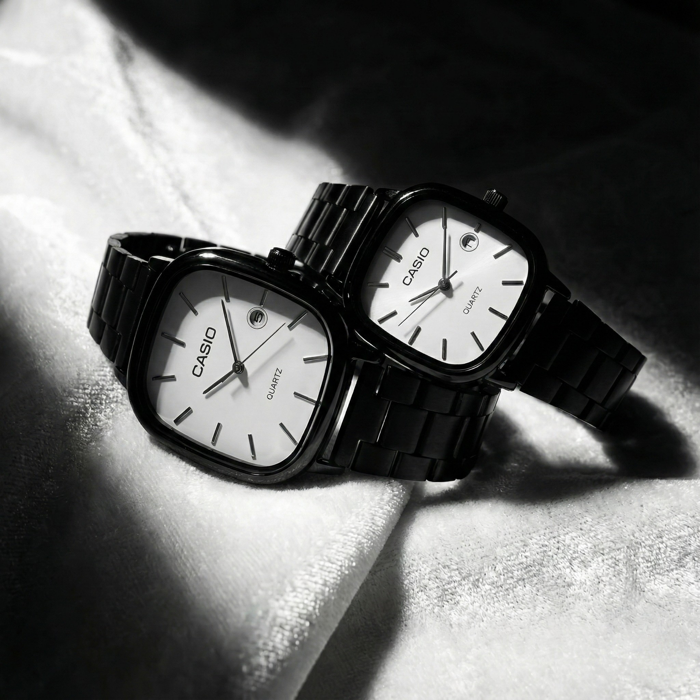 Casio Black Vintage Watch Couple Set Midnight Black Dial