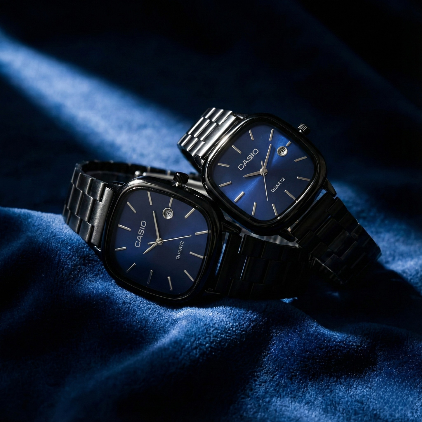 Casio Black Vintage Watch Couple Set Midnight Black Dial