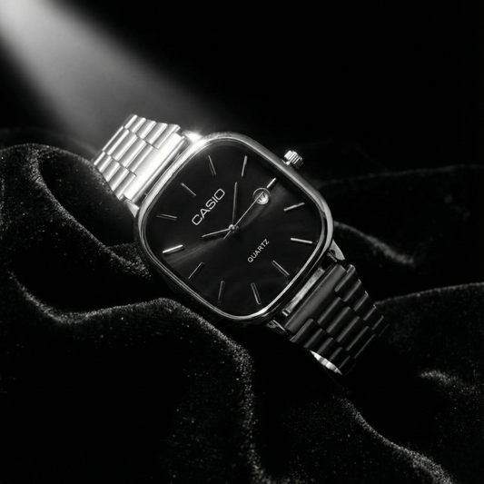 Casio Gray Vintage Watch Midnight Black Dial