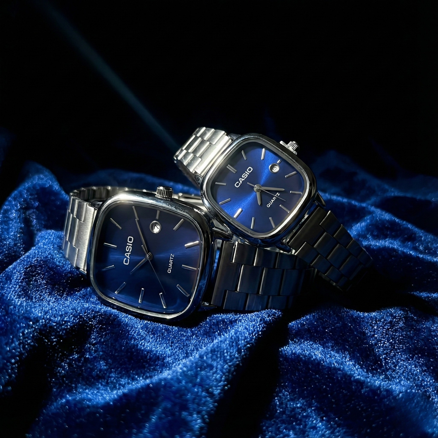 Casio Gray Vintage Watch Couple Set Midnight Black Dial